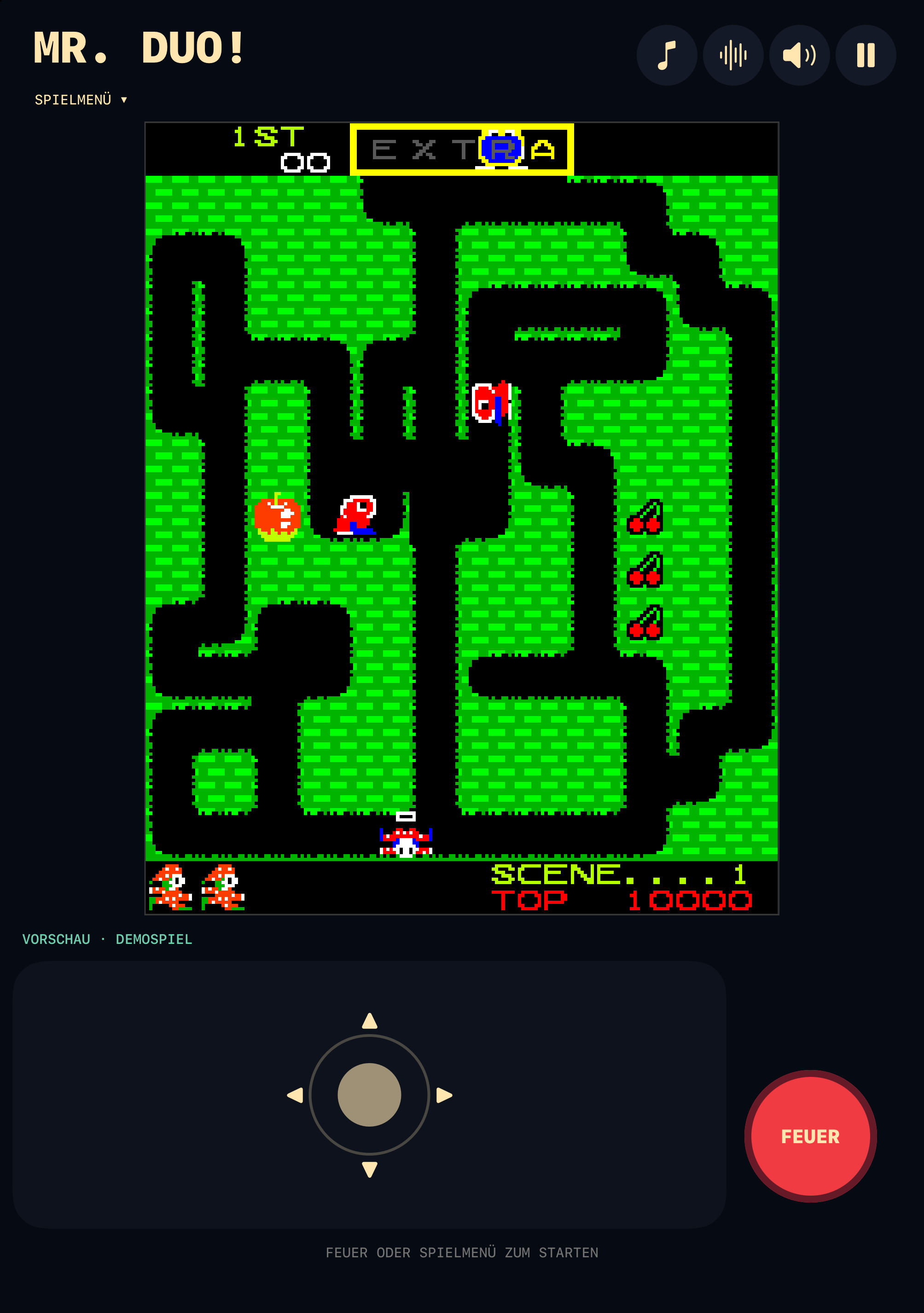 Mr.Duo in der Spielvorschau auf dem aufgeklappten iPhone Duo im Hochformat